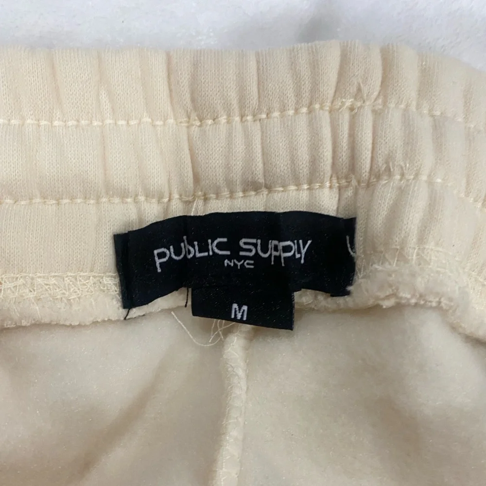 PUBLIC SUPPLY NYC Men's Cream Jogger Pants - Soft Drawstring Sweatpants. Size M